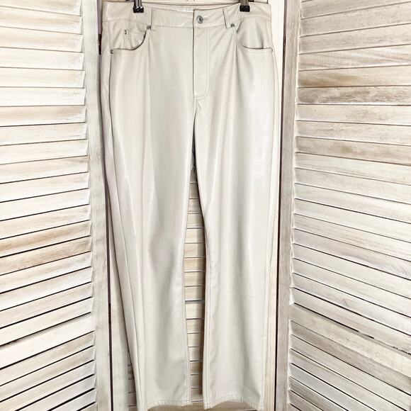 Jonathan Simkhai River High Rise Ceramic Cream Vegan Leather Pants 10 - Picture 9 of 12